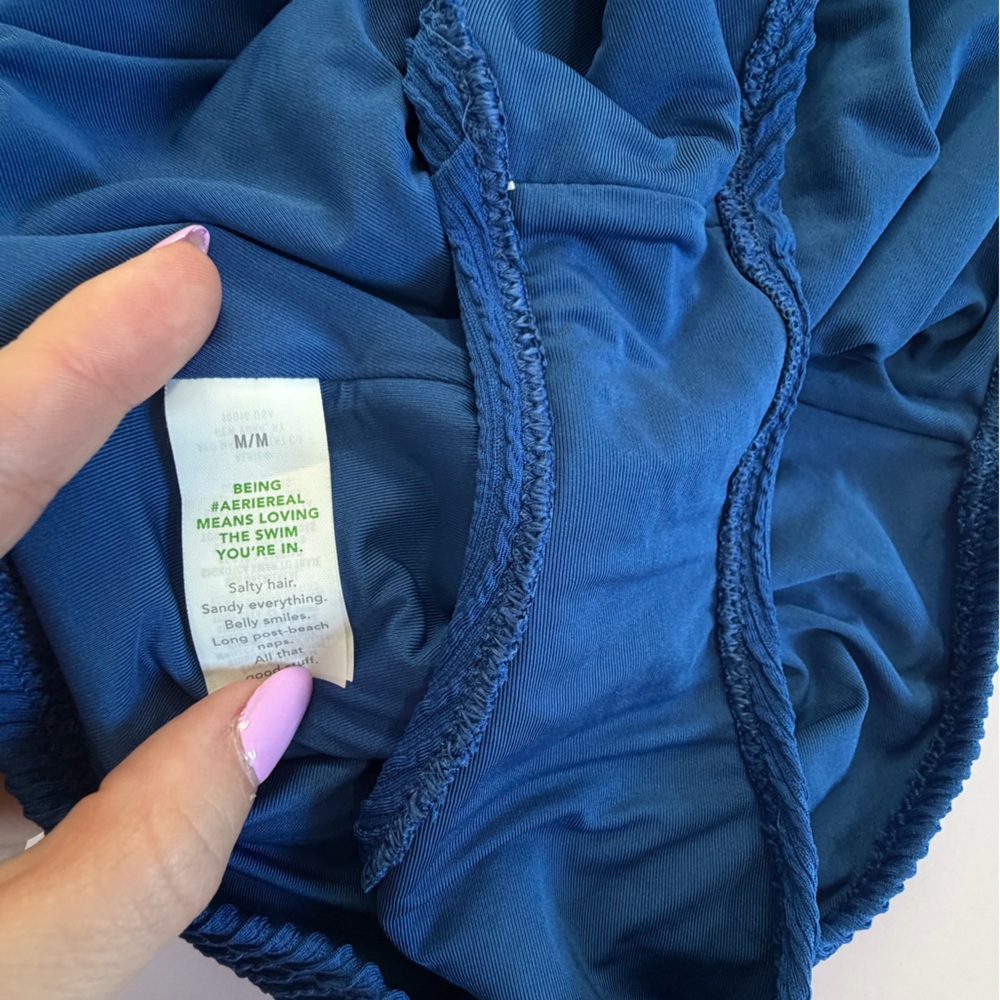 aerie Royal Blue One-Piece Swimsuit with Coral Accents - Picture 5 of 5